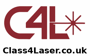 Class4Laser.co.uk logo showing stylised C4L monogram with laser starburst